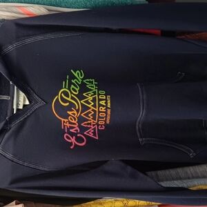 Navy Hoodie with Colorful Graphic